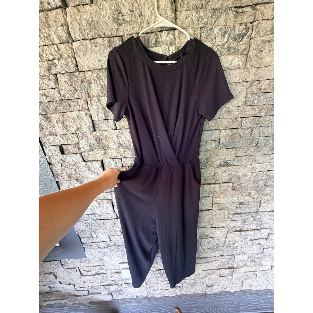 Torrid Jumpsuit Women 0 Black Ribbed Stretch Minimalist Indie Monochrome